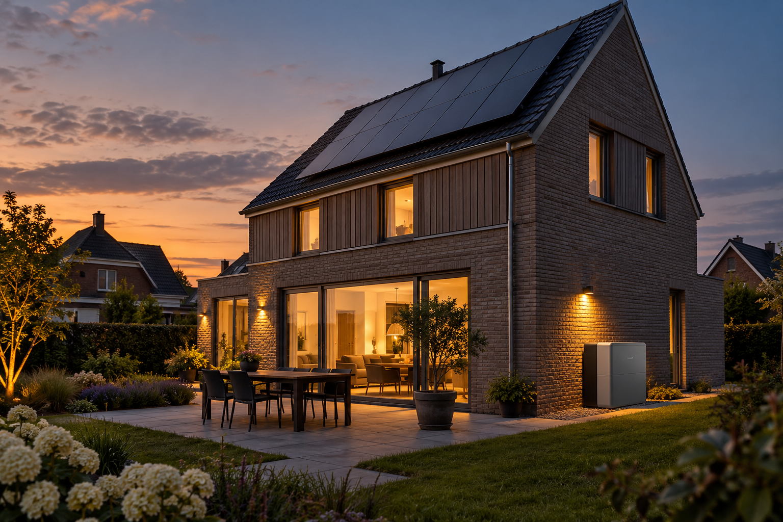 Woning met zonnepanelen en thuisbatterij